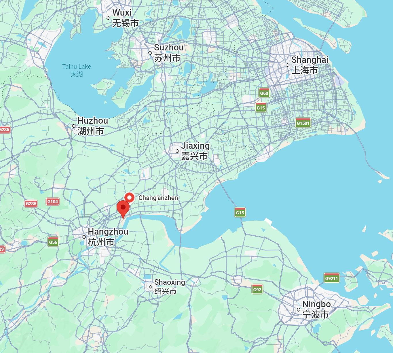 Map showing Okawa M&E factory location in Hangzhou, Zhejiang, China